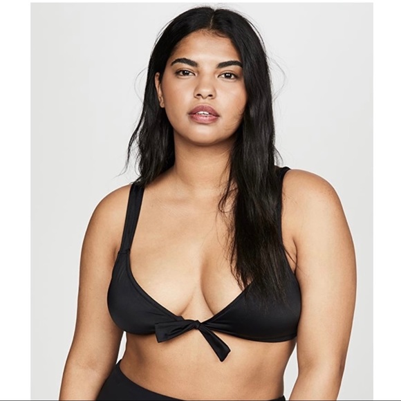 Madewell Second Wave Tie-Front Bikini Top in Black Size 3X - Picture 1 of 9